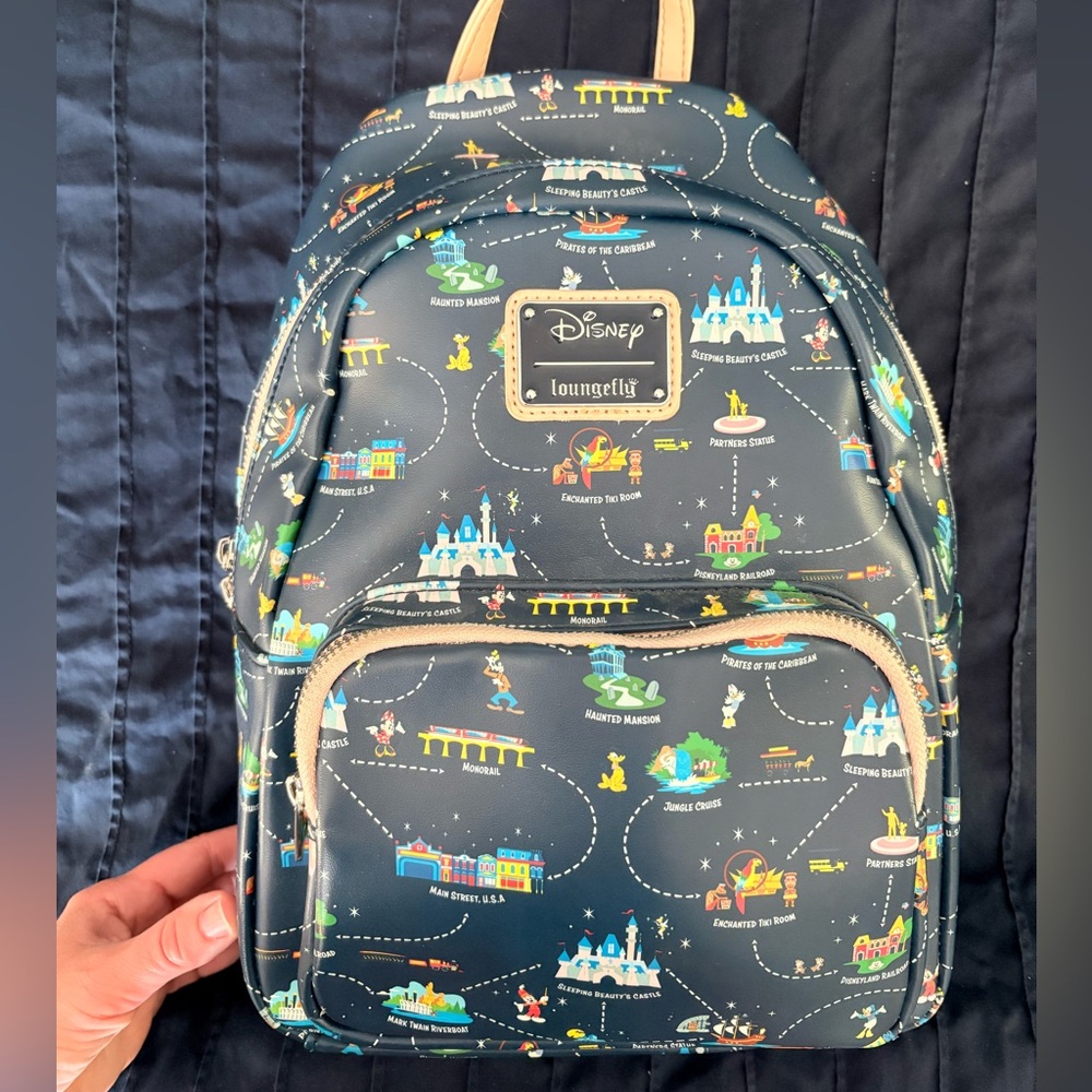 Loungefly Disney Exclusive 65th Anniversary Disneyland Blue Map Mini Backpack